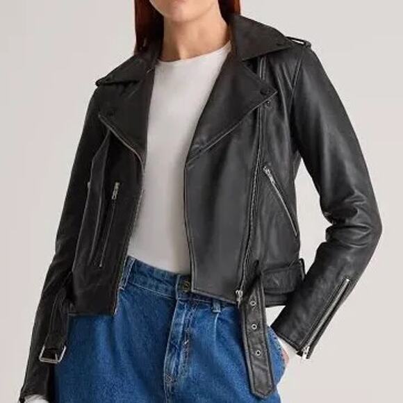 Quince Jackets & Blazers - Quince 100% Leather Motorcycle Jacket Biker sz Medium Moto Women's Sheepskin